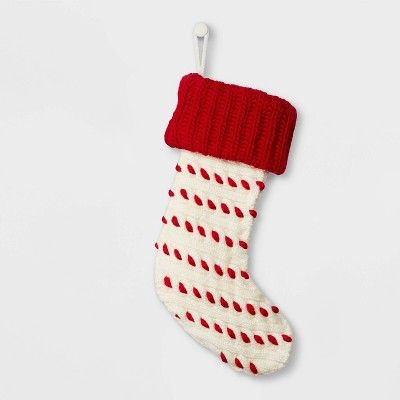 Chunky Knit Christmas Stocking White/Red - Wondershop™ | Target