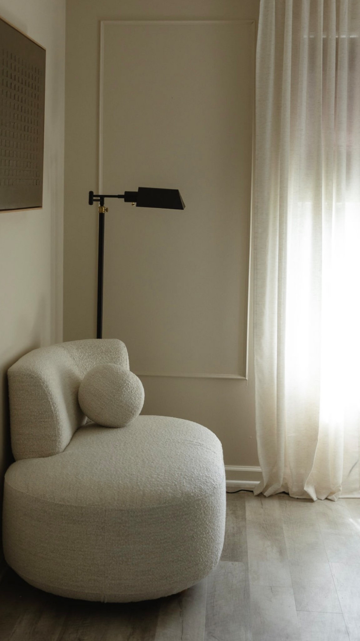 Boucle chair | floor lamp | curtains 

#LTKHome
