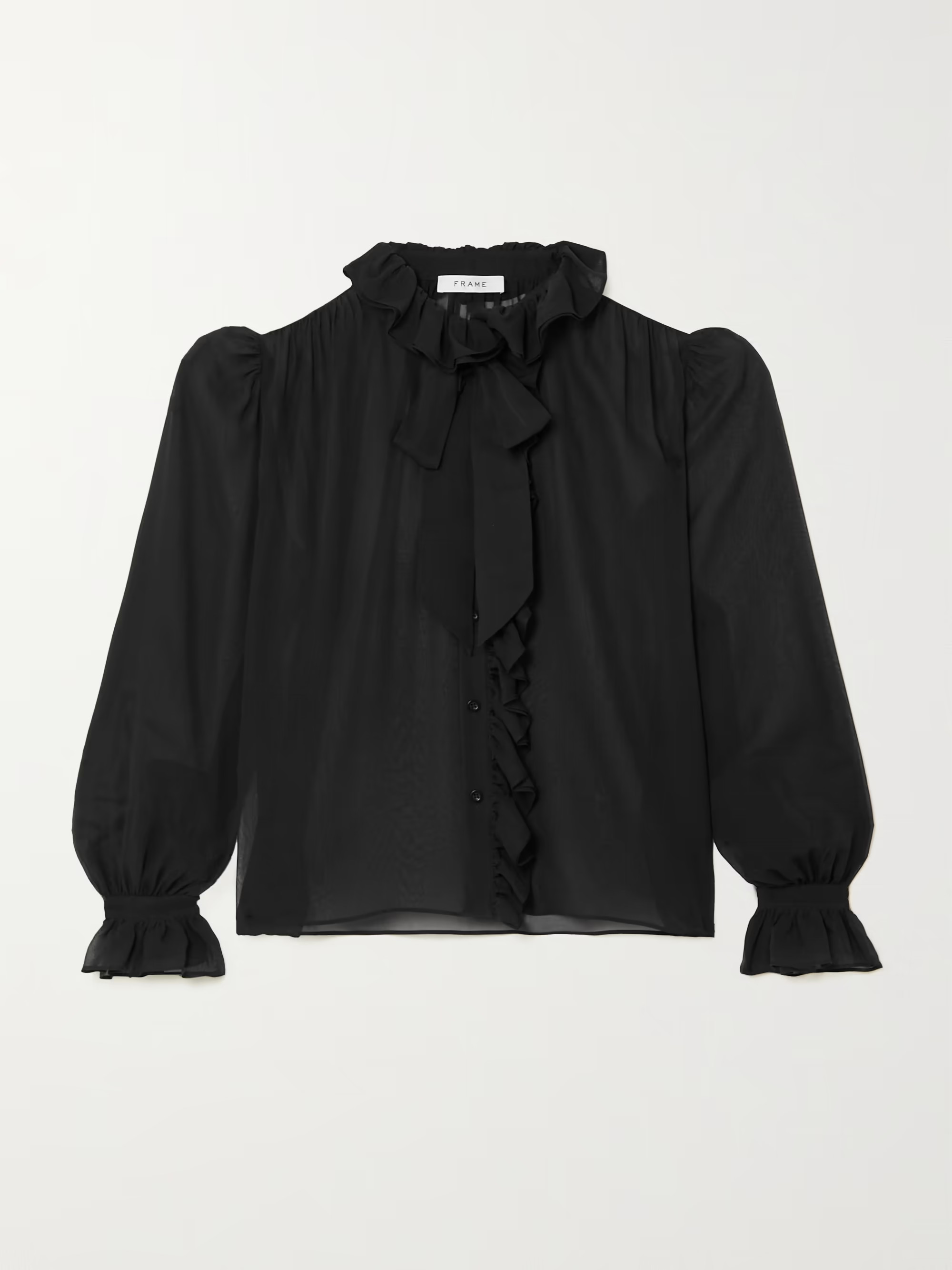 Ruffled pussy-bow silk-chiffon shirt | NET-A-PORTER (US)