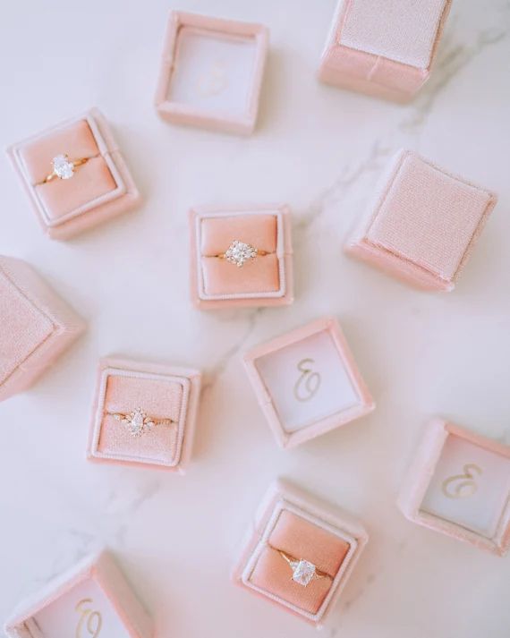 Velvet Ring Box  Square Blush Pink Perfect for Engagement | Etsy | Etsy (US)
