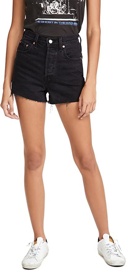 Levi's Women's Premium Ribcage Shorts, Black Lake, 29 at Amazon Women’s Clothing store | Amazon (US)