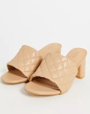 Yours quilted heeled mules in beige | ASOS (Global)