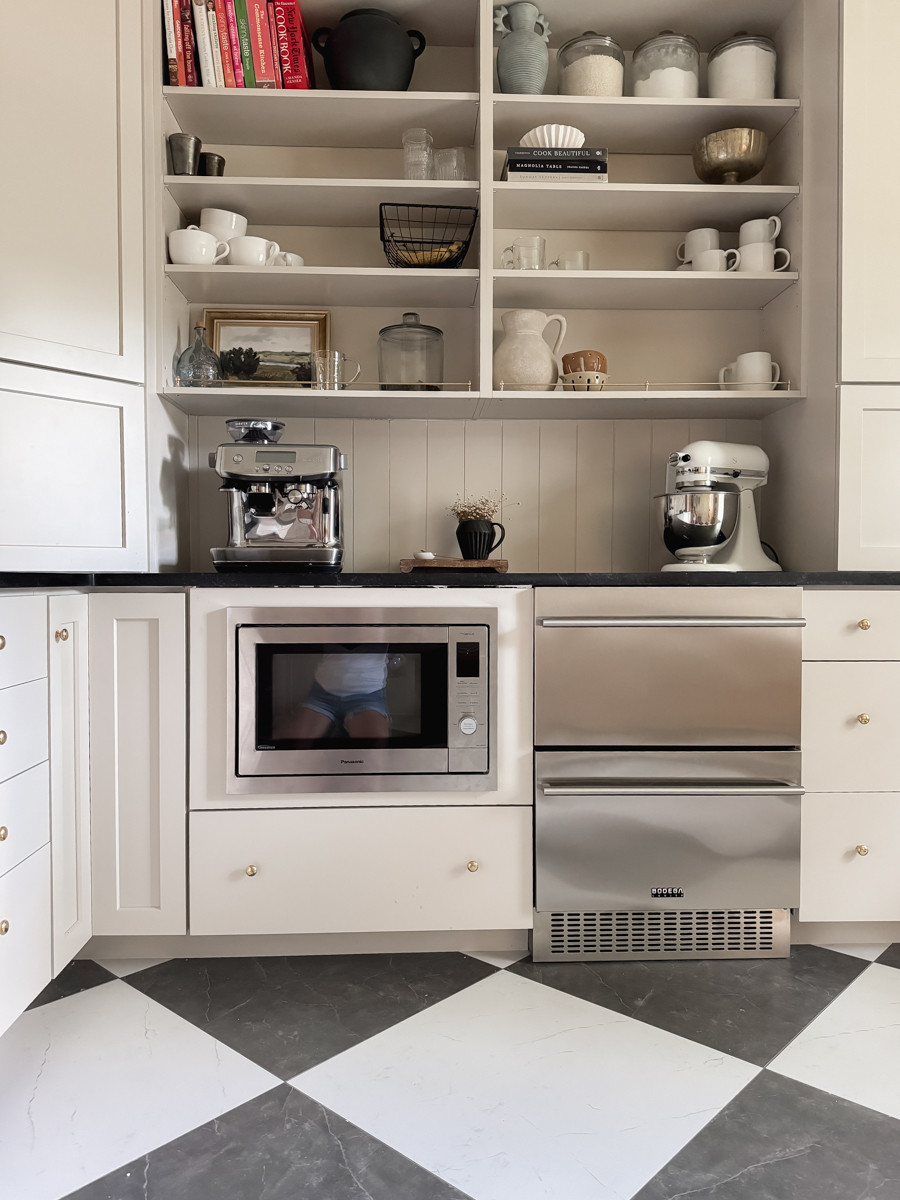 Butler's pantry 
pantry organization
Kitchen design
Checkered floor
Breville coffee maker
Espresso machine 

 

#LTKHome