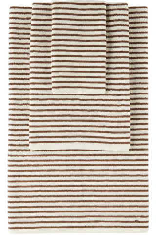 Off-White & Brown Organic Three-Piece Towel Set | SSENSE