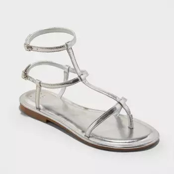 Women's Nina Rhinestone Flat Sandals - A New Day™ | Target