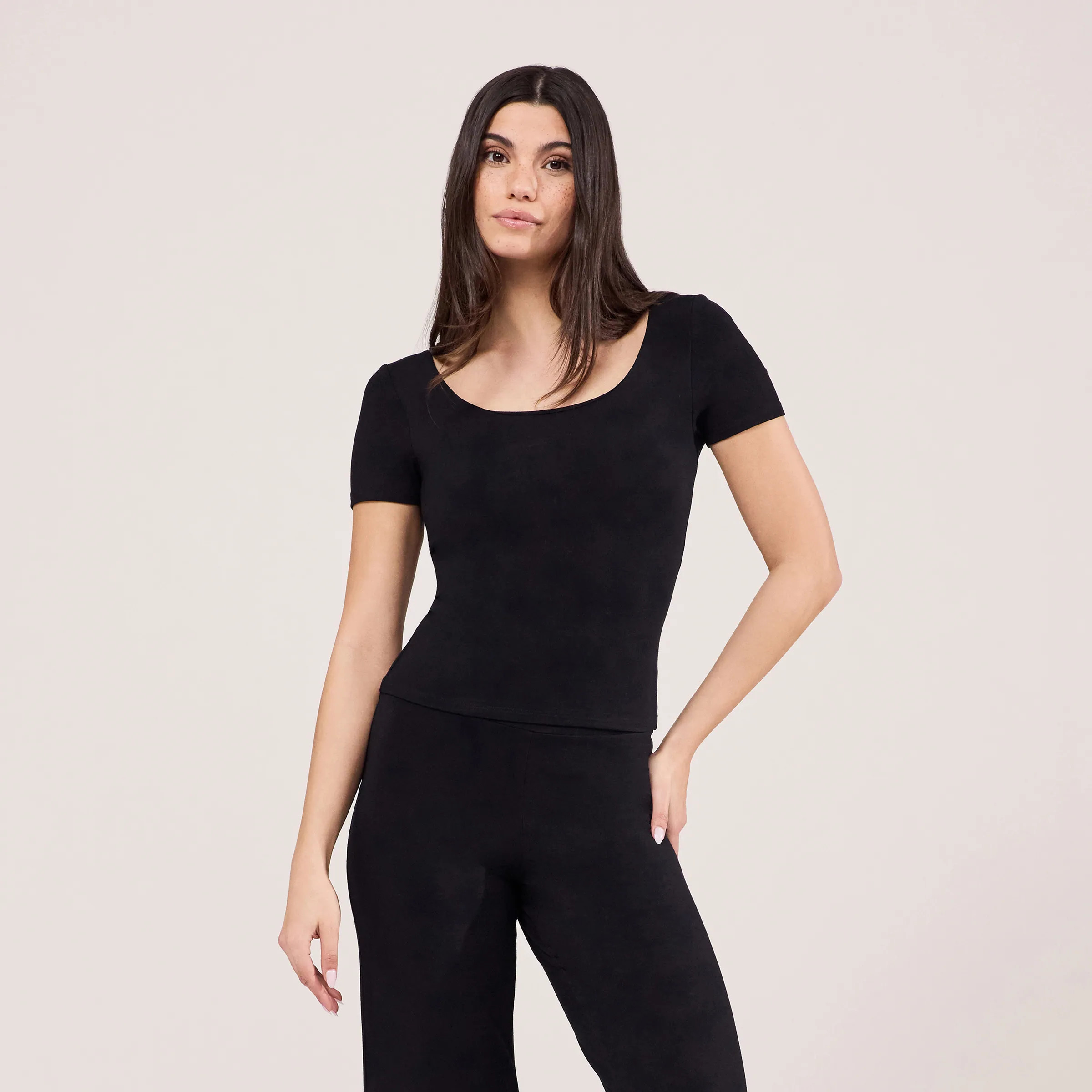 Lightweight Short Sleeve Top | Black | LOVALL