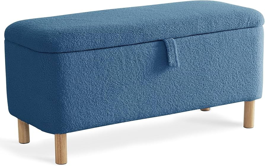 Boucle Storage Ottoman Bench for Bedroom end of Bed, Comfort Stretch Sherpa Upholstered Shoe Seat... | Amazon (US)