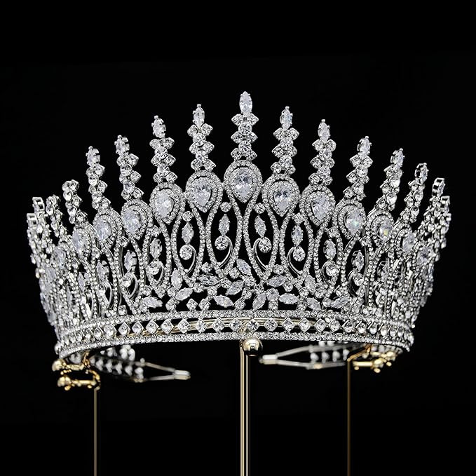Tall Wedding Tiaras for Bride Large Queen Crowns 5A Cubic Zirconia Princess CZ Bridal Headband fo... | Amazon (US)