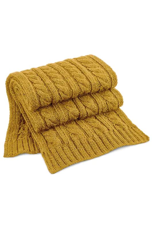 Beechfield Beechfield Cable Knit Melange Scarf (Mustard) - Orange - ONE SIZE ONLY | Verishop