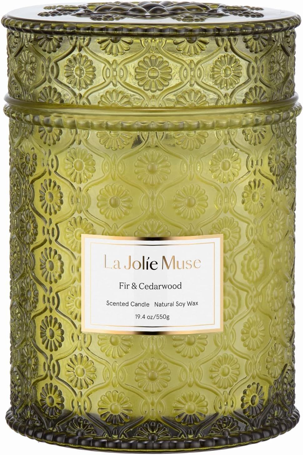 LA JOLIE MUSE Fir & Cedarwood Scented Candle, 19.4 Oz Large Winter Holiday Gift Candle, Wood Wick... | Amazon (US)
