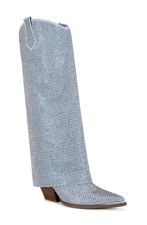 AZALEA WANG Banian Denim Knee High Boot at Nordstrom, Size 6 | Nordstrom