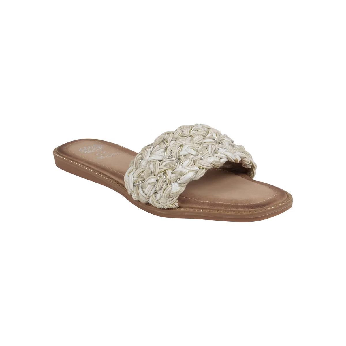 GC Shoes Arly Natural 8 Woven Squared Toe Slide Flat Sandals | Target