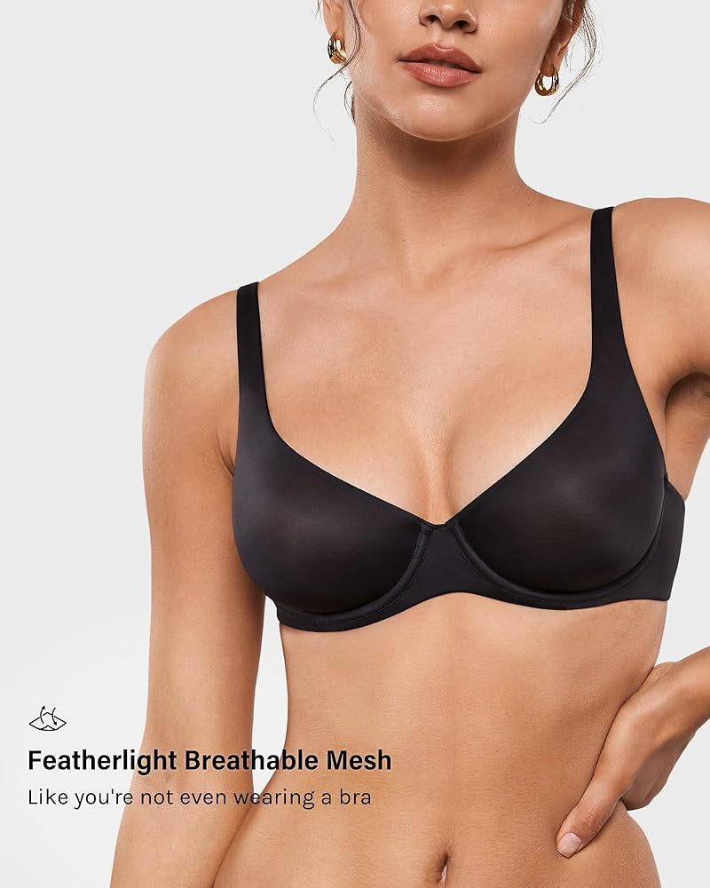 INLYRIC Women's Mesh Balconette Bra Sexy Demi Supportive Comfortable Seamless Underwire Unlined S... | Amazon (US)