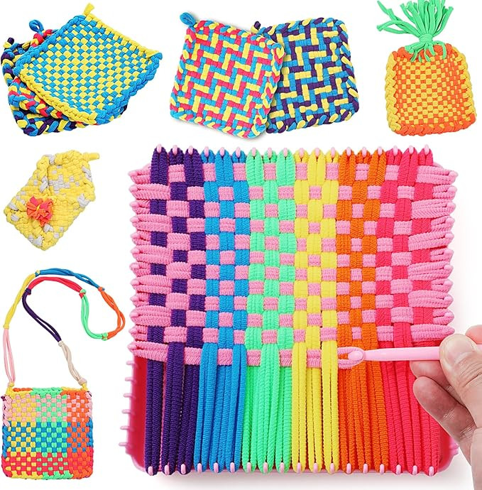 FUNBUD Weaving Loom Kit for Kids - Birthday Gifts for Girls Ages 6-12, DIY Craft Kit for Making P... | Amazon (US)