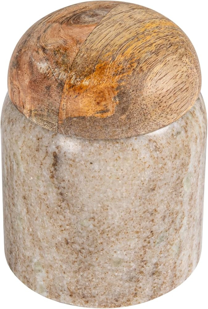 Creative Co-Op Modern Marble Wood Lid, Natural Canister | Amazon (US)