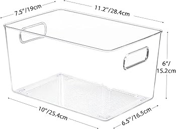 YIHONG 6 Pack Clear Pantry Organizer Bins, Plastic Containers with Handle for Kitchen,Freezer,Cab... | Amazon (US)