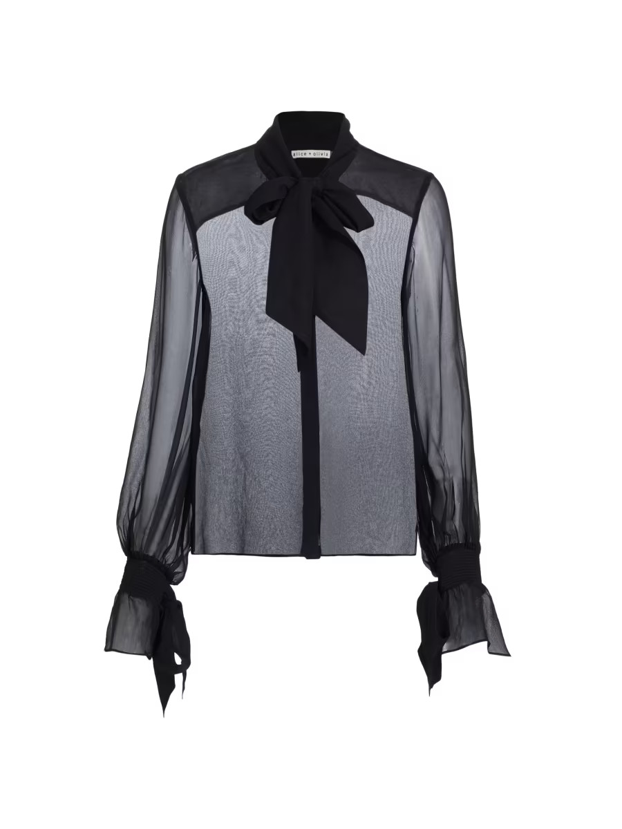 Lloyd Sheer Wrap-Neck Blouse | Saks Fifth Avenue