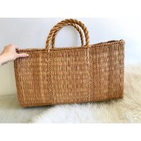 Large Jute Market Bag  Woven Straw Handbag  Raffia Beach Tote  Natural Basket Purse  Sisal Shopper Bag  Large Top Handle Bag | Etsy (US)