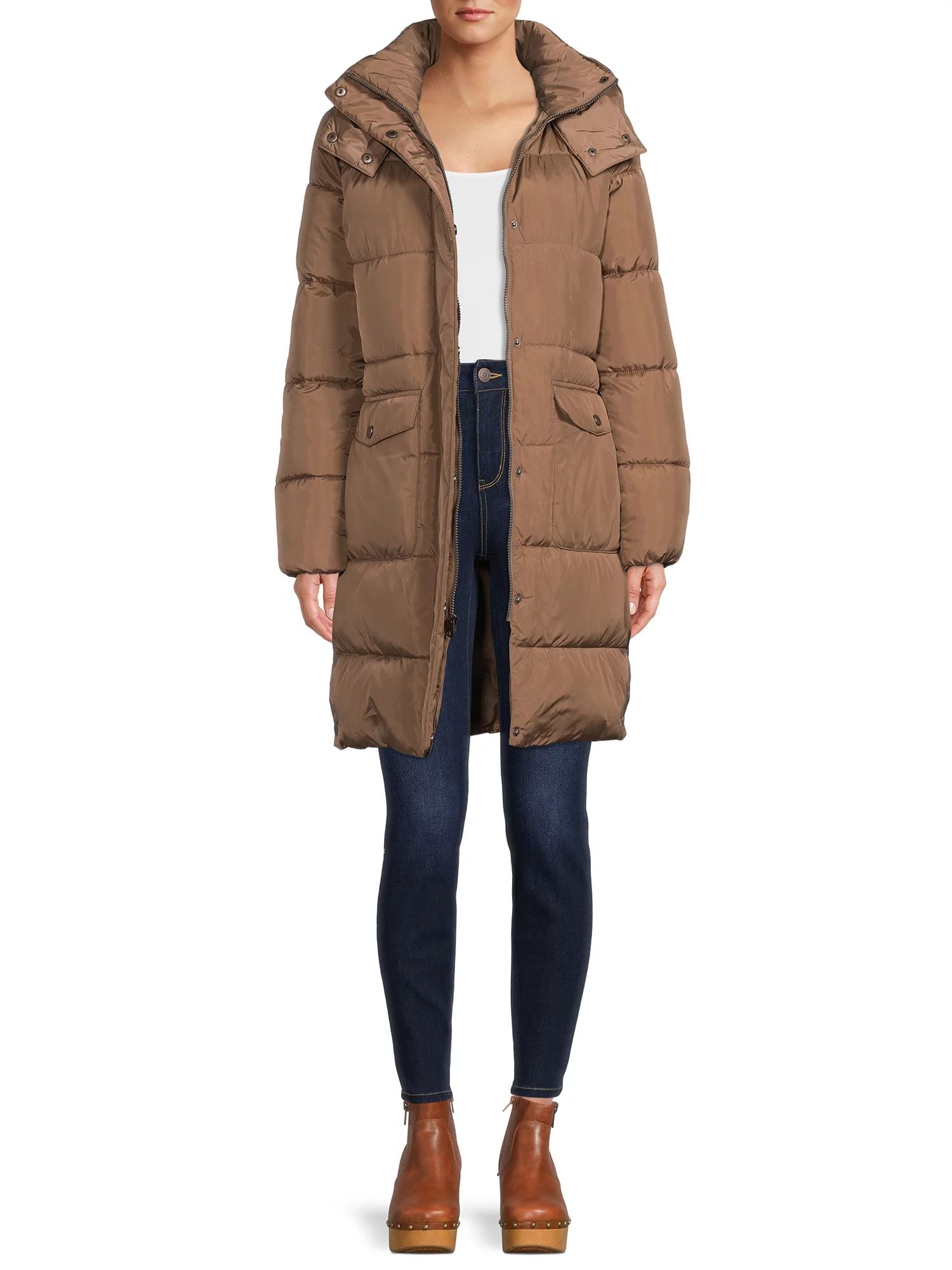 BCBG Paris Women's Long Puffer Coat with Hood - Walmart.com | Walmart (US)