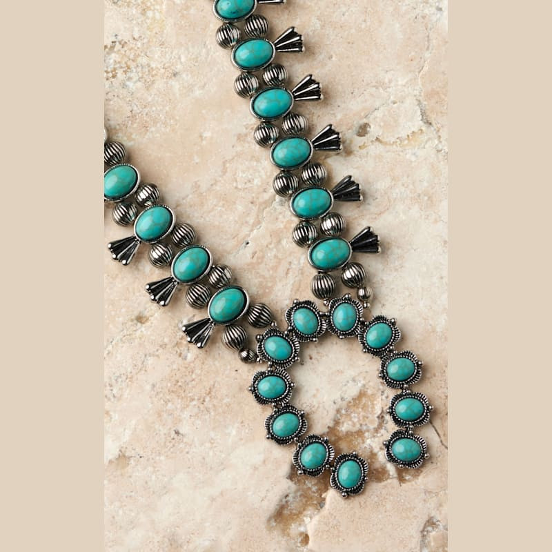 Rockin' C Women's Silver with Turquoise Squash Blossom Necklace | Cavender's