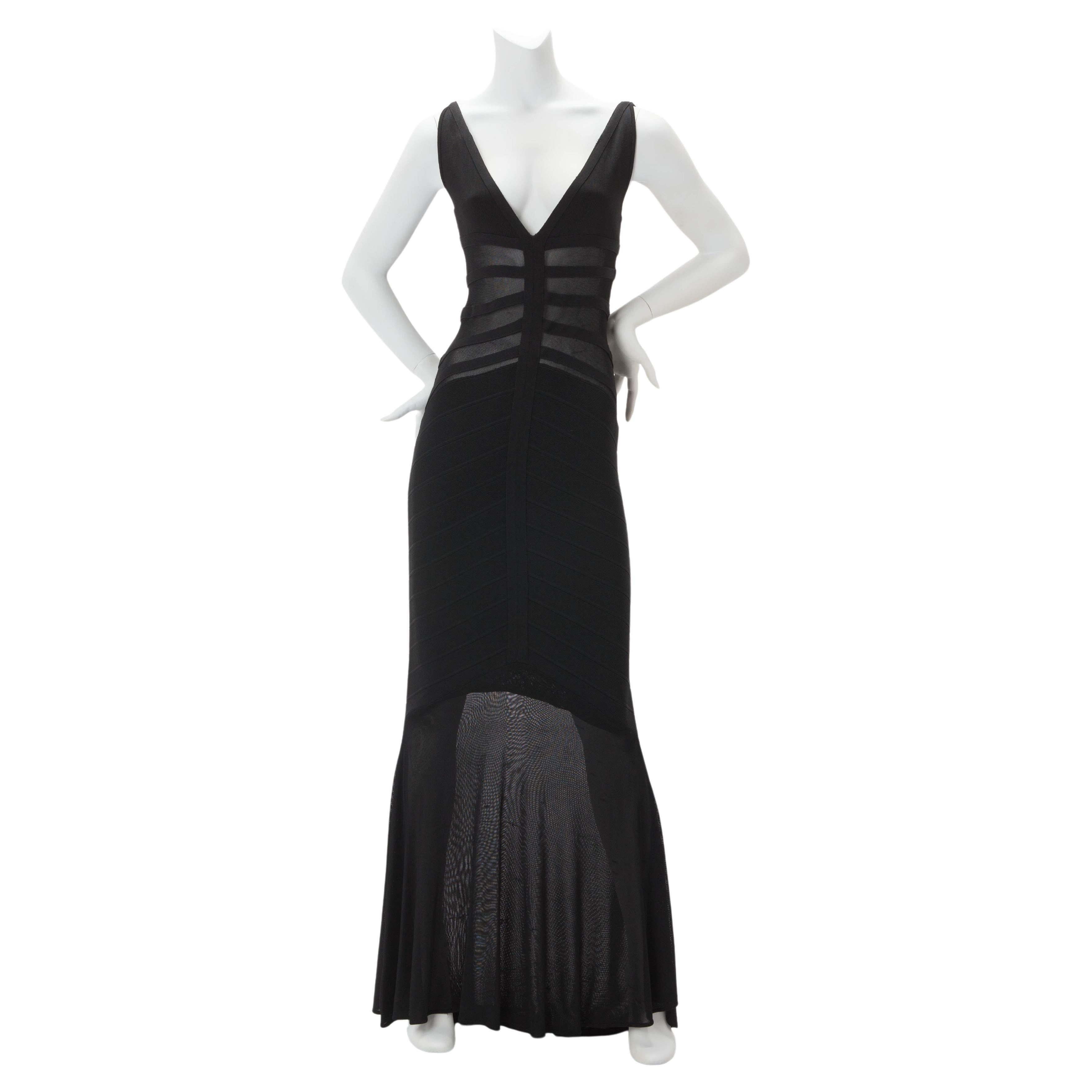 Rare 1990s Azzedine Alaia Black Lycra Gown Runway Sample Museum | 1stDibs