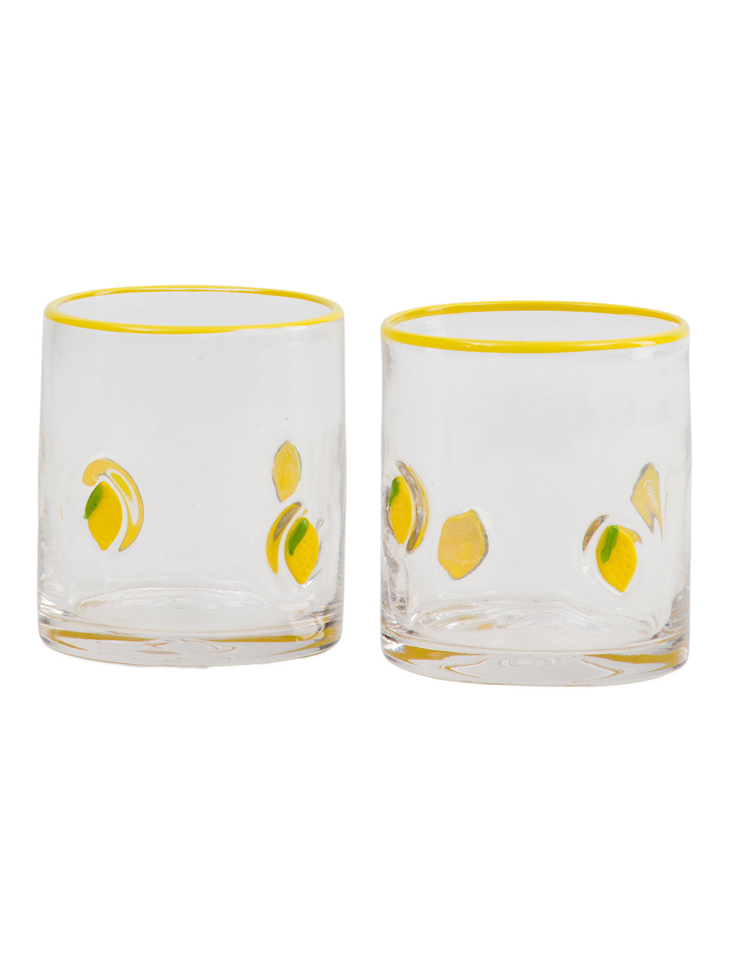 Set Of 2 Lemon Applique Glasses With Contrast Rim | TJ Maxx