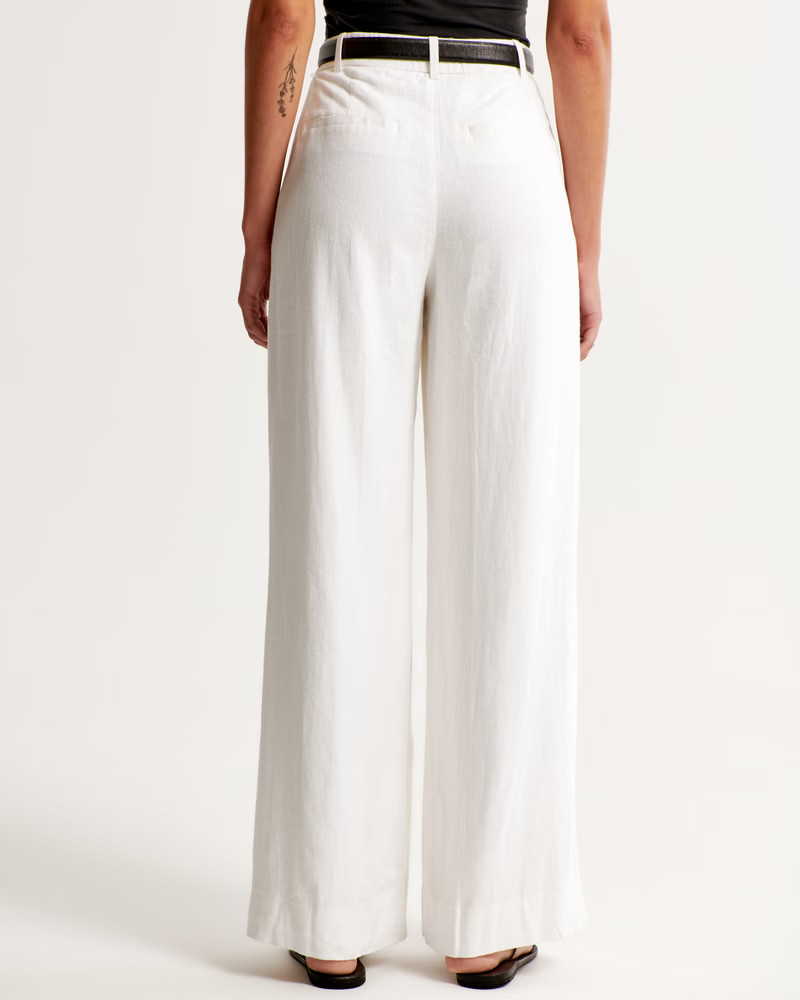 Linen-Blend Tailored Ultra Wide-Leg Pant | Abercrombie & Fitch (US)