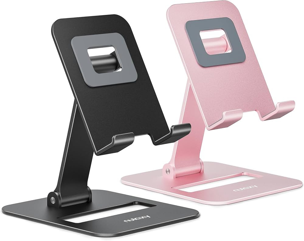 Nulaxy 2 Pack Dual Folding Cell Phone Stand, Fully Adjustable Phone Holder for Desk, Compatible w... | Amazon (US)