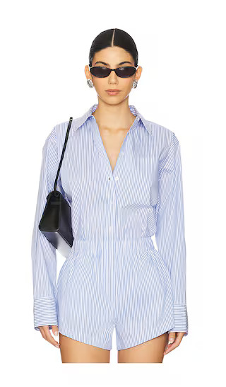 Rosalyn Button Down Shirt in Blue Stripe | Revolve Clothing (Global)