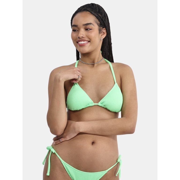 No Boundaries Women's Crinkle Triangle Bikini Top, Sizes XXS-XXL - Walmart.com | Walmart (US)