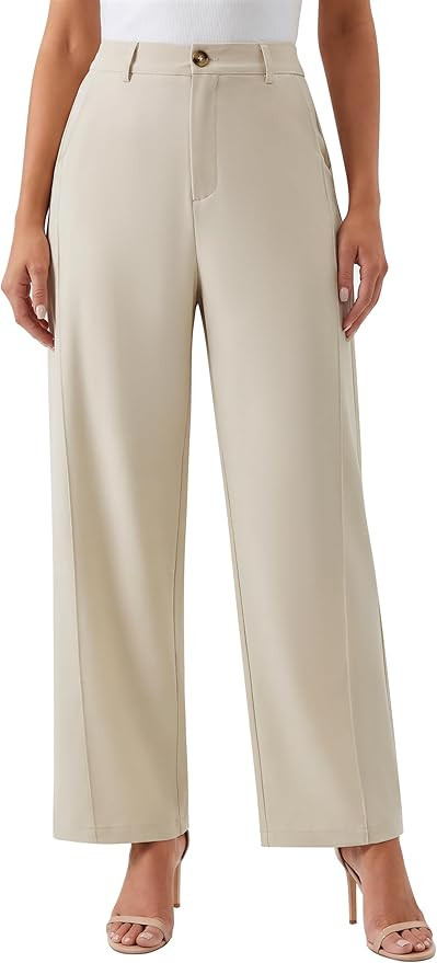 Blooming Jelly Womens Wide Leg Work Pants Barrel Elastic High Waist Stretchy Trousers Trendy Busi... | Amazon (US)