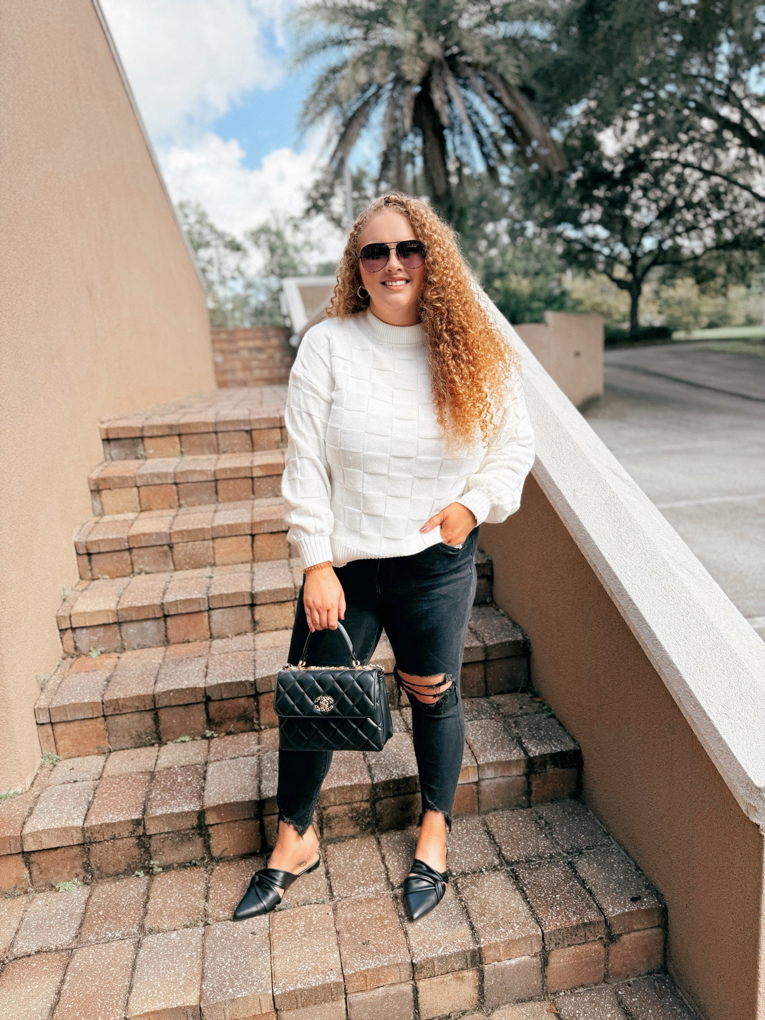 Loving this white checkered sweater 🤍white sweater | checkered white sweater| amazon sweater  | jeans | skinny jeans | curvy jeans  | mules | amazon mules  | amazon fashion | amazon finds | amazon look | amazon outfit | fall outfit | fall look | fall fashion | fall finds | fall outfit inspo | fall fashion inspo | fall 2024 

#LTKSeasonal #LTKStyleTip #LTKMidsize