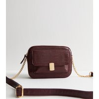 Dark Burgundy Faux Leather Textured Crossbody Bag Vegan New Look | New Look (UK)