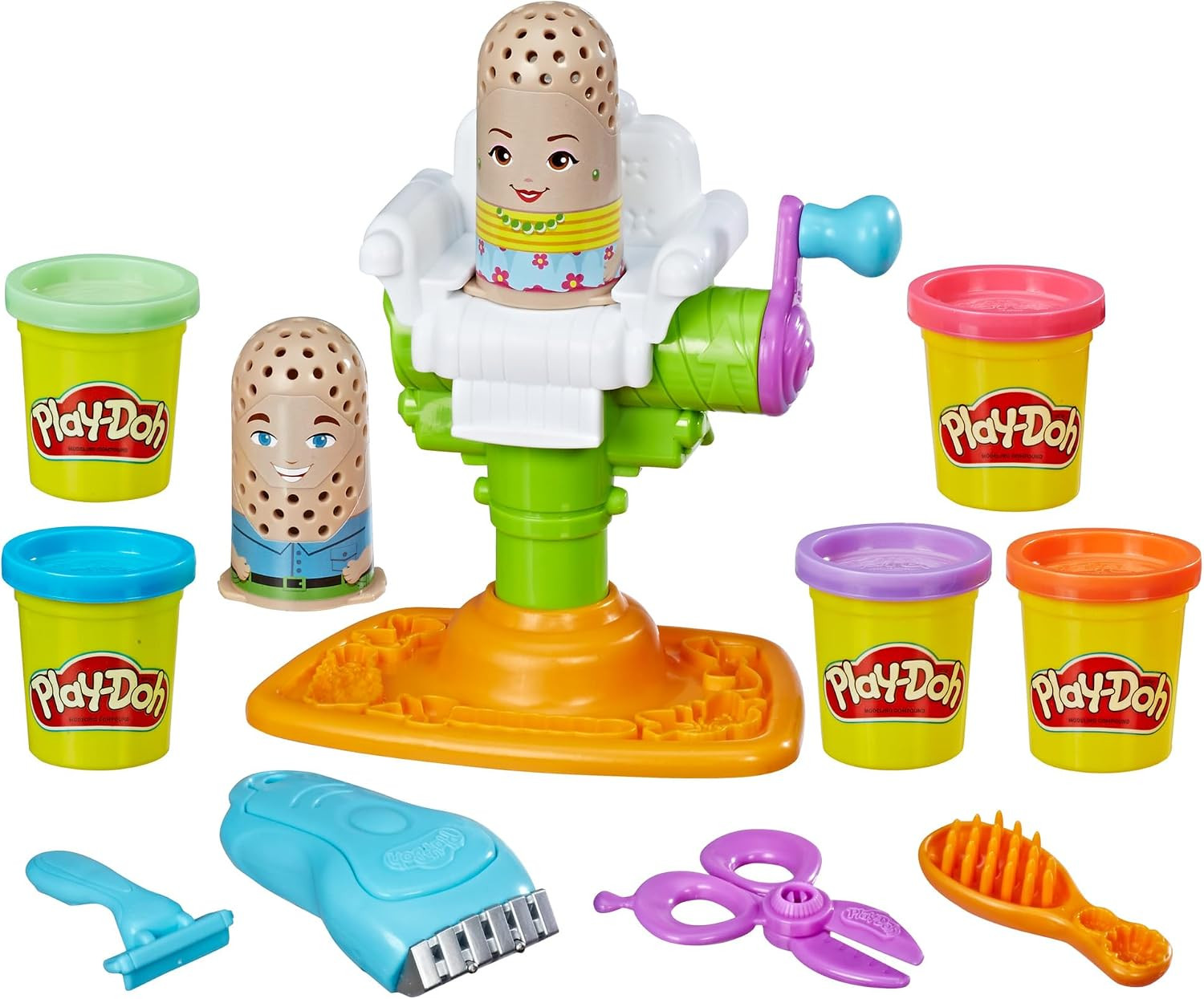 Play-Doh Buzz 'n Cut Fuzzy Pumper Barber Shop Set, Electric Buzzer, 5 Colors of 2-Ounce Cans, Preschool Toys, Girls & Boys, Ages 3+ (Amazon Exclusive) | Amazon (US)