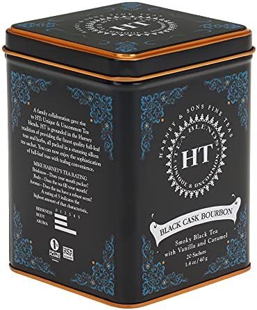 Harney & Sons Black Cask Bourbon Tea, 20 Sachets of Smoky Black Tea with Light Caramel Flavors | Amazon (US)