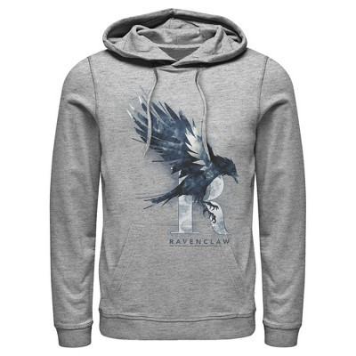 Men's Harry Potter Ravenclaw Bird Watercolor  Pull Over Hoodie - Athletic Heather - Medium | Target