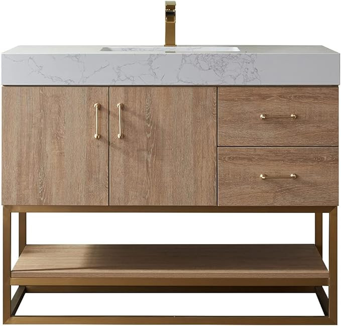 Vinnova 789042-NO-GW-NM Alistair Bathroom Vanity, North American Oak Finish | Amazon (US)