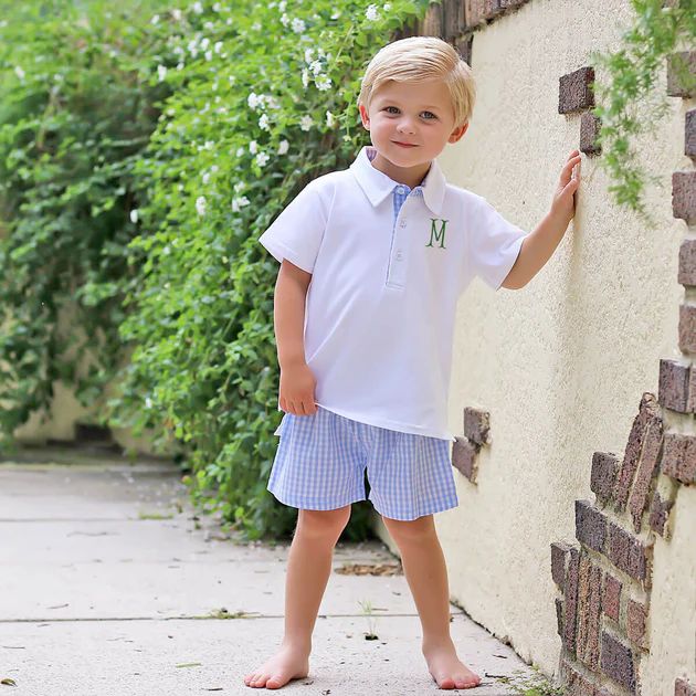 Blue Gingham Polo Short Set | Classic Whimsy