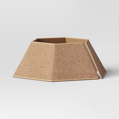 28" Collapsible Hexagonal Glittered Christmas Tree Collar Champagne Gold - Wondershop™ | Target