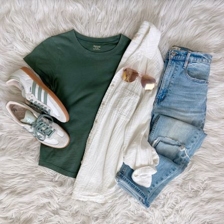 Spring casual outfit inspo with light layers and Adidas samba sneakers
#softautumn

#LTKSeasonal #LTKstyletip #LTKover40