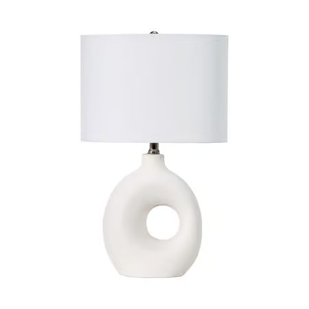White 23-inch Ceramic Cutout Chamber Table Lamp | Rugs USA