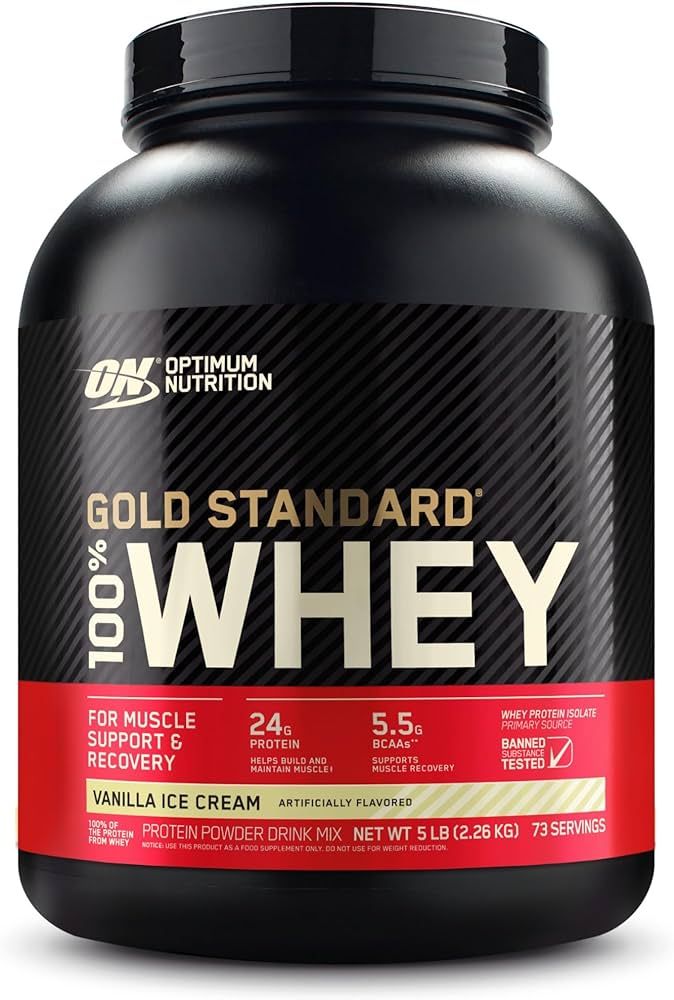 Optimum Nutrition Gold Standard 100% Whey Protein Powder, Vanilla Ice Cream, 5 Pound (Packaging M... | Amazon (US)
