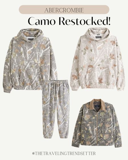 Abercrombie camo restocked. Abercrombie camouflage, hoodie and joggers are restocked Abercrombie men, nice camo jacket, cargo jacket, fancy jacket, women’s jacket, corduroy, jogger, set, sweatsuit, sweatshirt.

#LTKmens #LTKSeasonal #LTKstyletip
