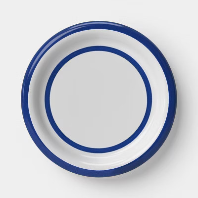 8.625" Stoneware Round Rim Salad Plate Blue Striped - Room Essentials™ | Target