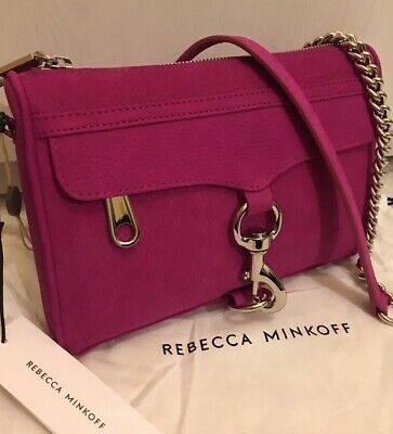 REBECCA MINKOFF MINI MAC MAGENTA PINK LEATHER ZIP TOP CROSSBODY CLUTCH BAG BNWT | eBay AU