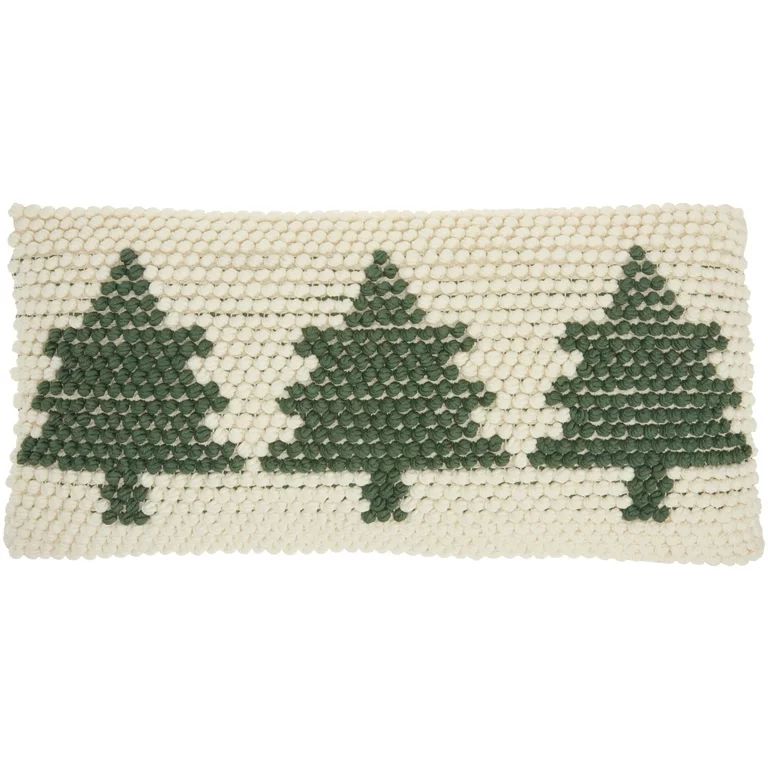 Mina Victory Holiday Tree Loops 12" X 24" Green Ivory Throw Pillow - Walmart.com | Walmart (US)