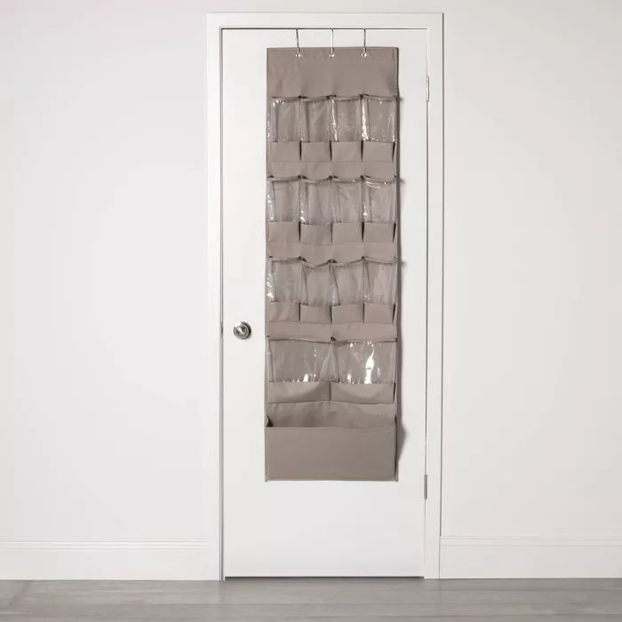 15 Pocket Over the Door Hanging Shoe Organizer Gray - Room Essentials™ | Target
