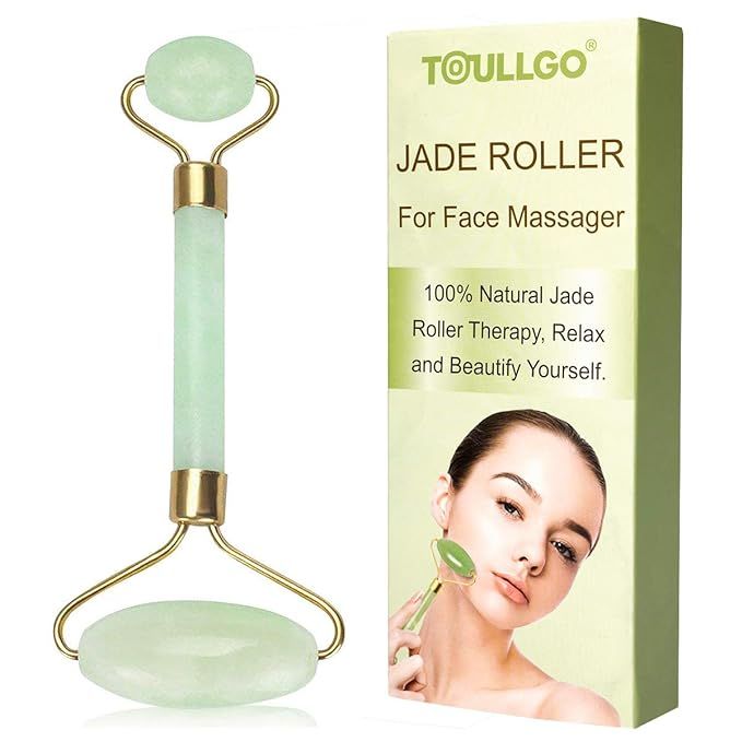 Jade Roller for Face, Jade Facial Roller, Gua Sha Scraping Massager, Anti-aging 100% Natural Faci... | Amazon (US)