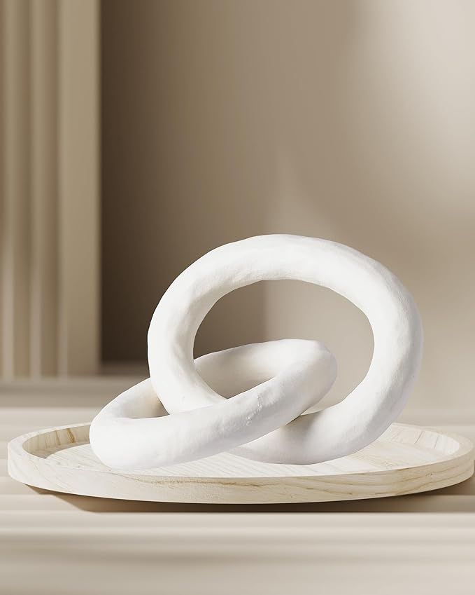 White Knot Inspired Modern Ceramic Decor,Minimalist Coffee Table Decor, Handmade Boho Ceramic Lin... | Amazon (US)