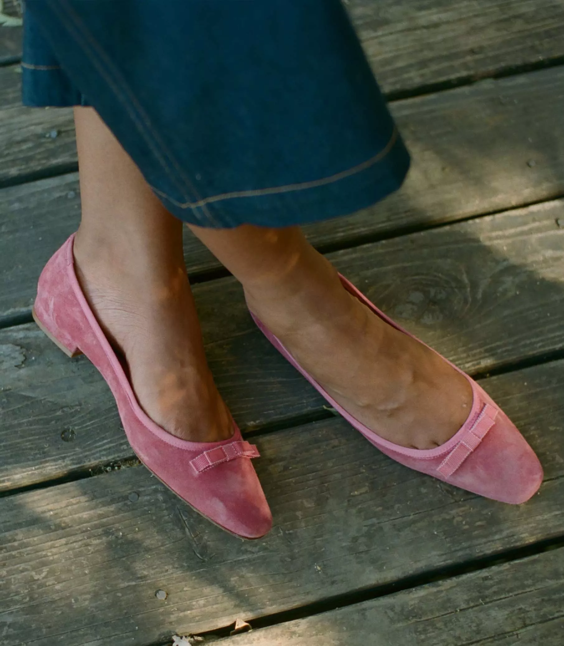 Pink suede hot sale ballet flats